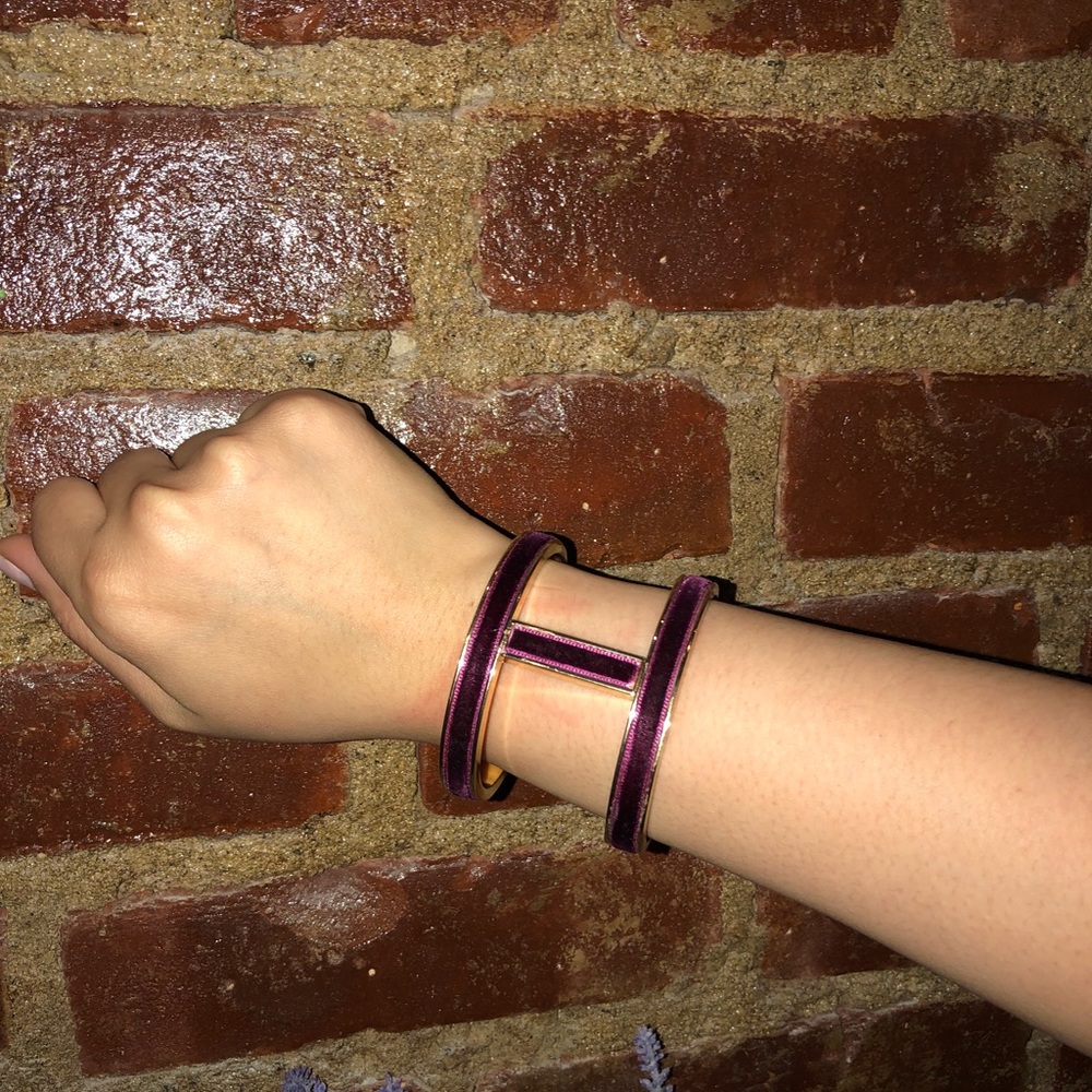 Gold & purple velvet bangle